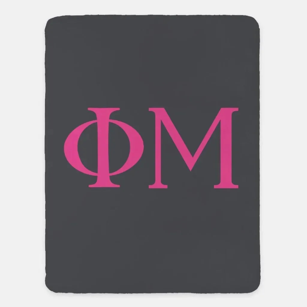 Phi Mu XL 60x80 Sherpa Throw Blanket Charcoal Pink