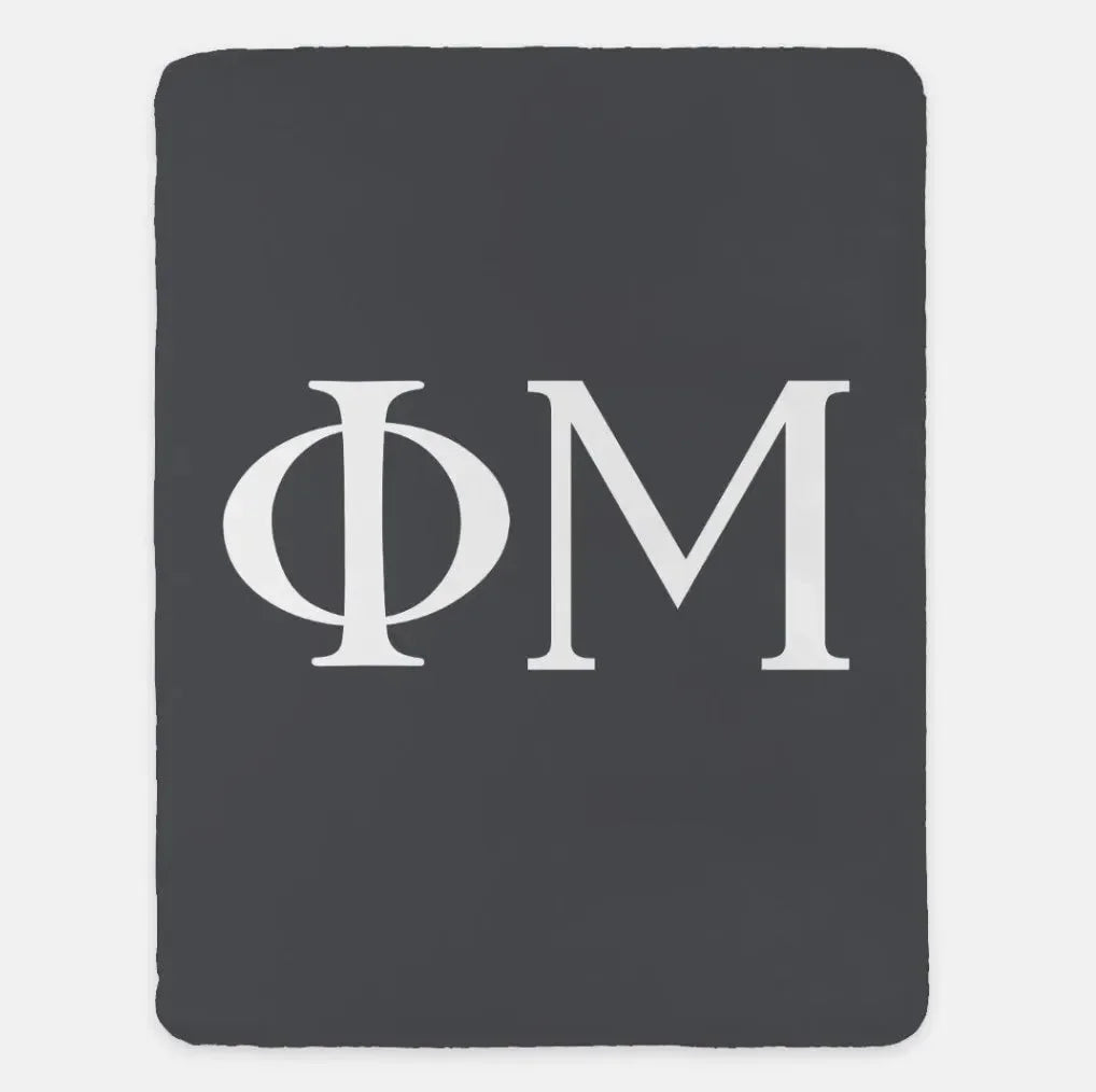 Phi Mu XL 60x80 Sherpa Throw Blanket Charcoal White