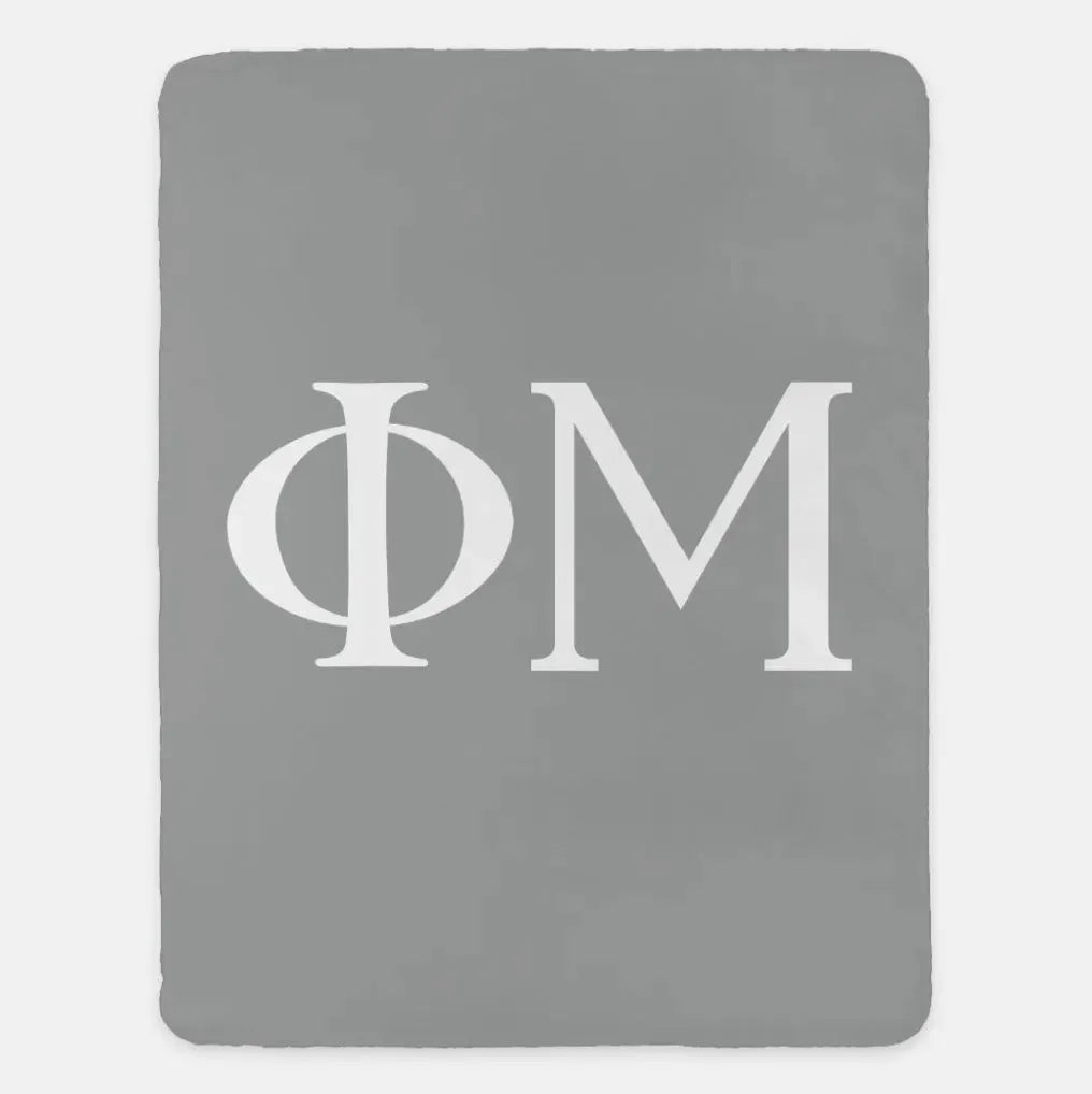 Phi Mu XL 60x80 Sherpa Throw Blanket Light Gray White