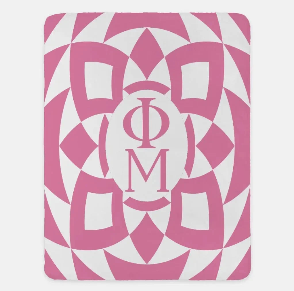 Phi Mu XL 60x80 Sherpa Throw Blanket Pink Tribal Blush