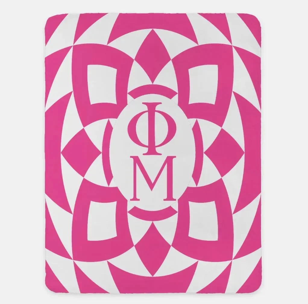 Phi Mu XL 60x80 Sherpa Throw Blanket Pink Tribal Pink