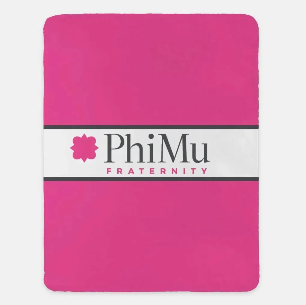 Phi Mu XL 60x80 Traditional Sherpa Blanket Pink Throw Blankets