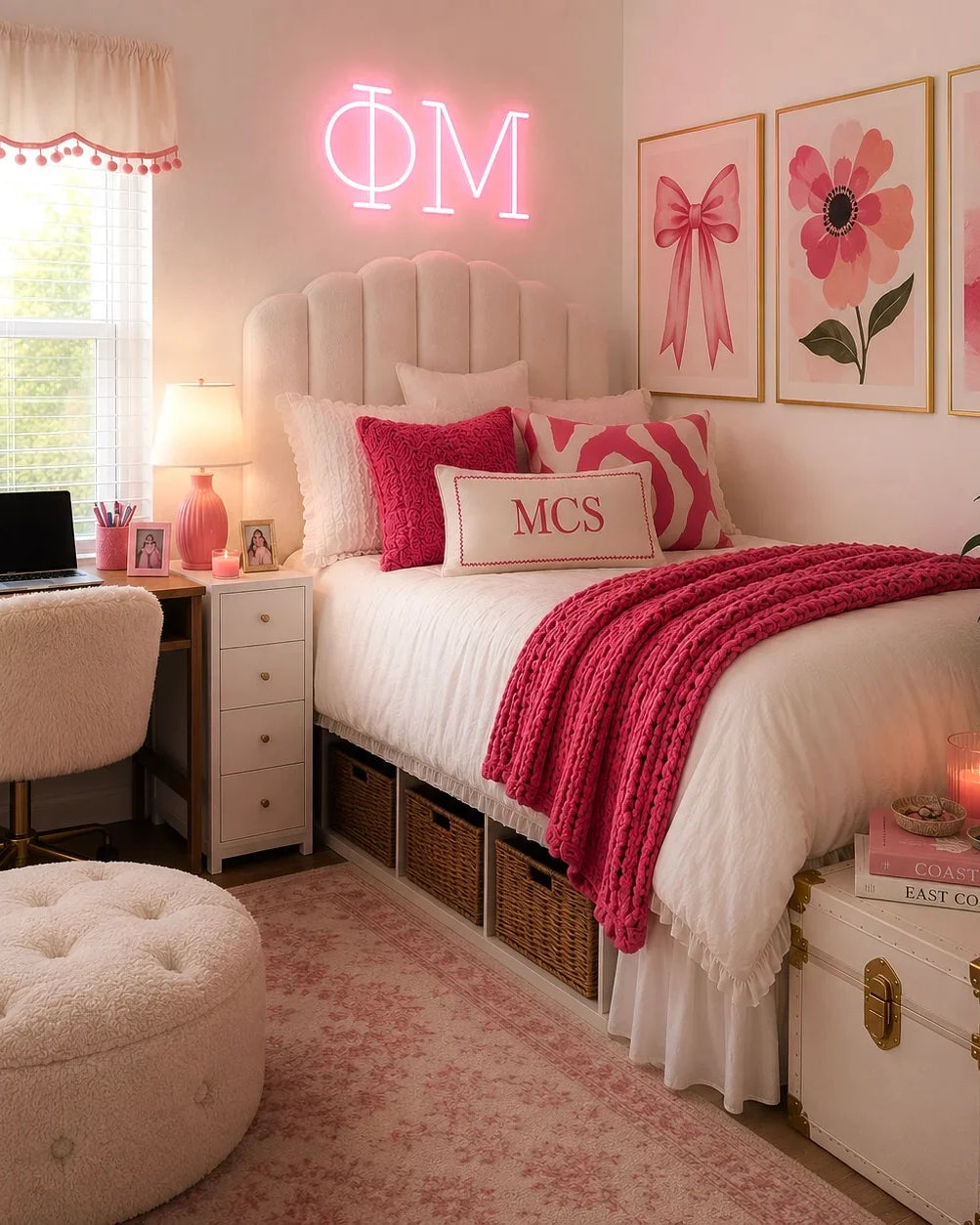 Phi Mu Sorority Greek Letters LED Neon Sign | Dorm Decor | Wall Art