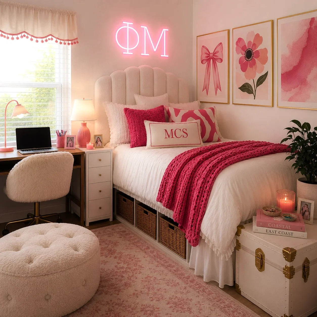 Phi Mu Sorority Greek Letters LED Neon Sign | Dorm Decor | Wall Art