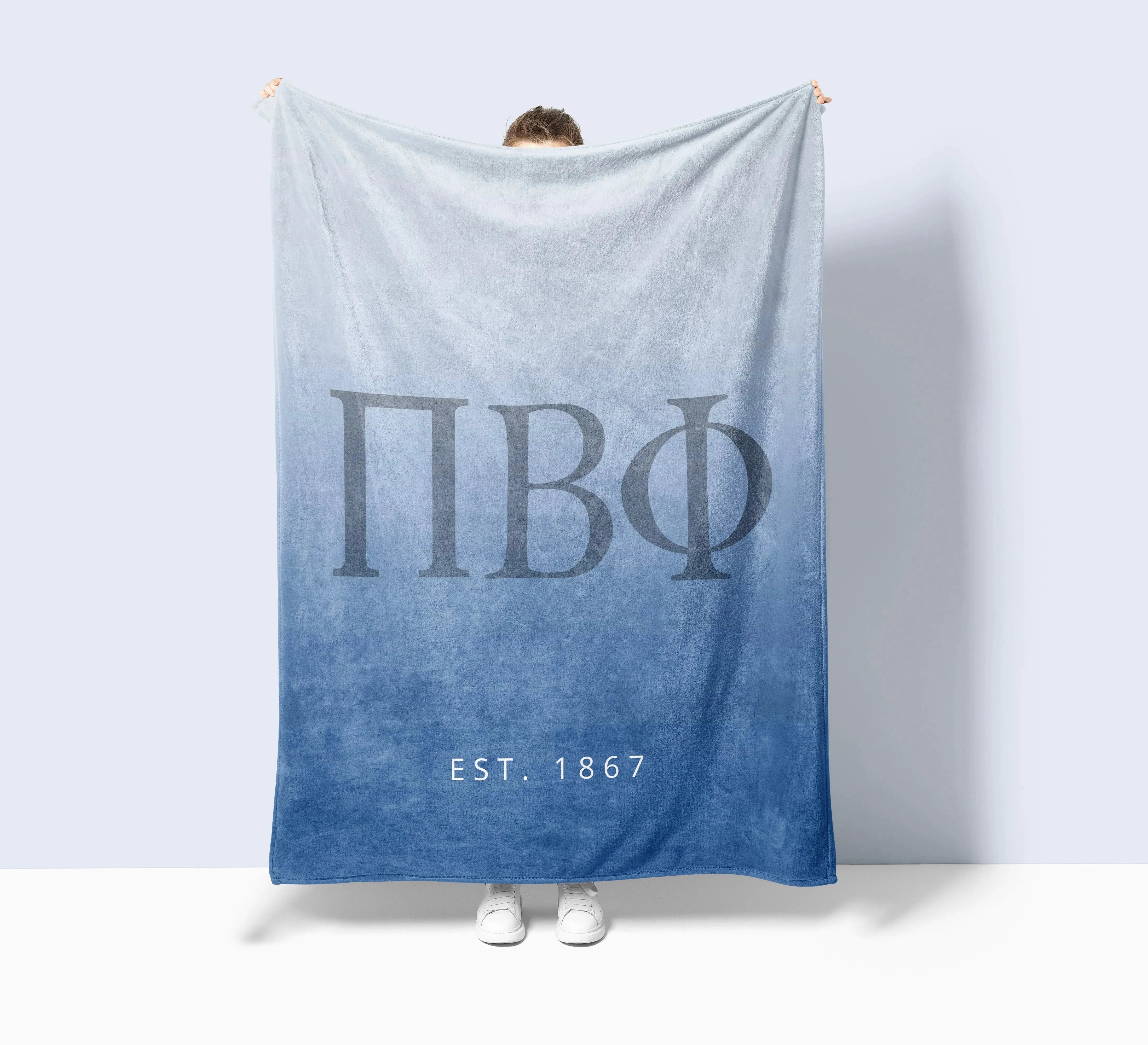 Pi Phi XL 60x80 Sherpa Throw Blanket - Blue Gradient Throw Blankets