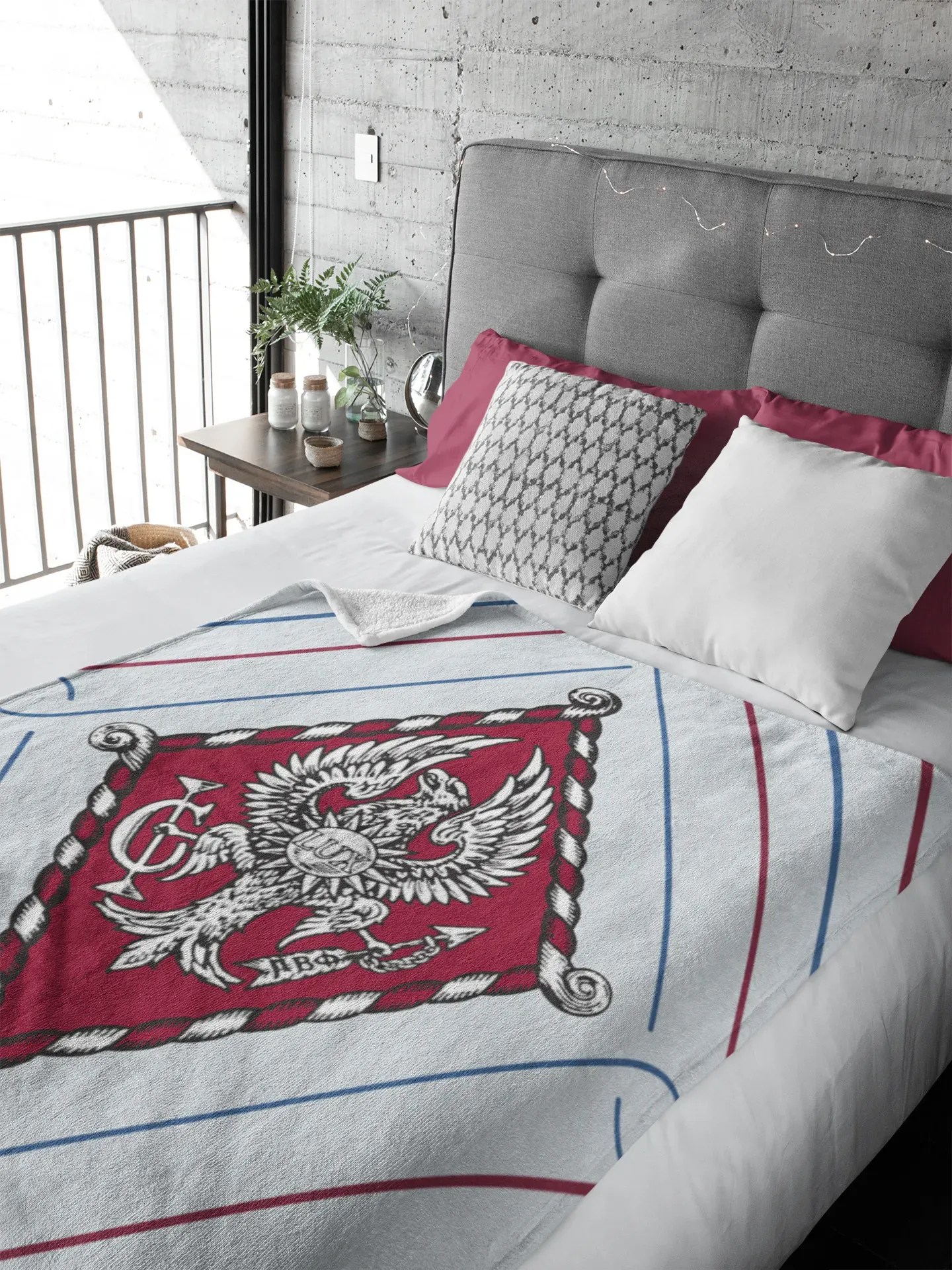 Pi Beta Phi XL 60x80 Sherpa Throw Blanket - Crest Diamond Pattern Throw Blankets