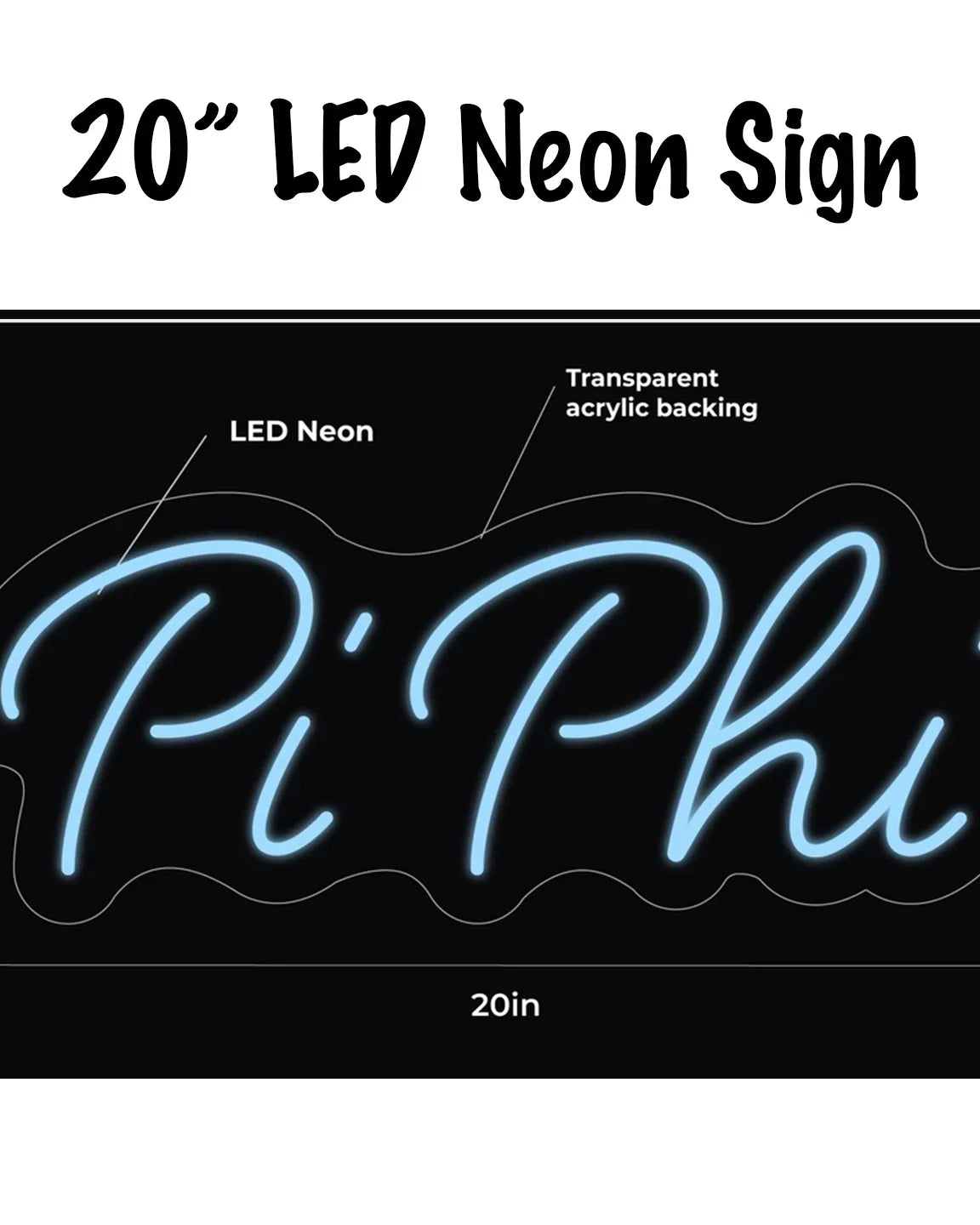 Pi Phi LED Neon Script Sign w/ Dimmer Neon Signs