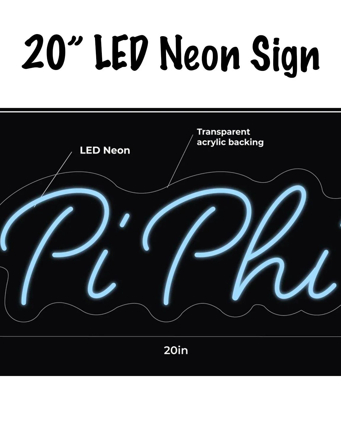 Pi Phi LED Neon Script Sign w/ Dimmer Neon Signs