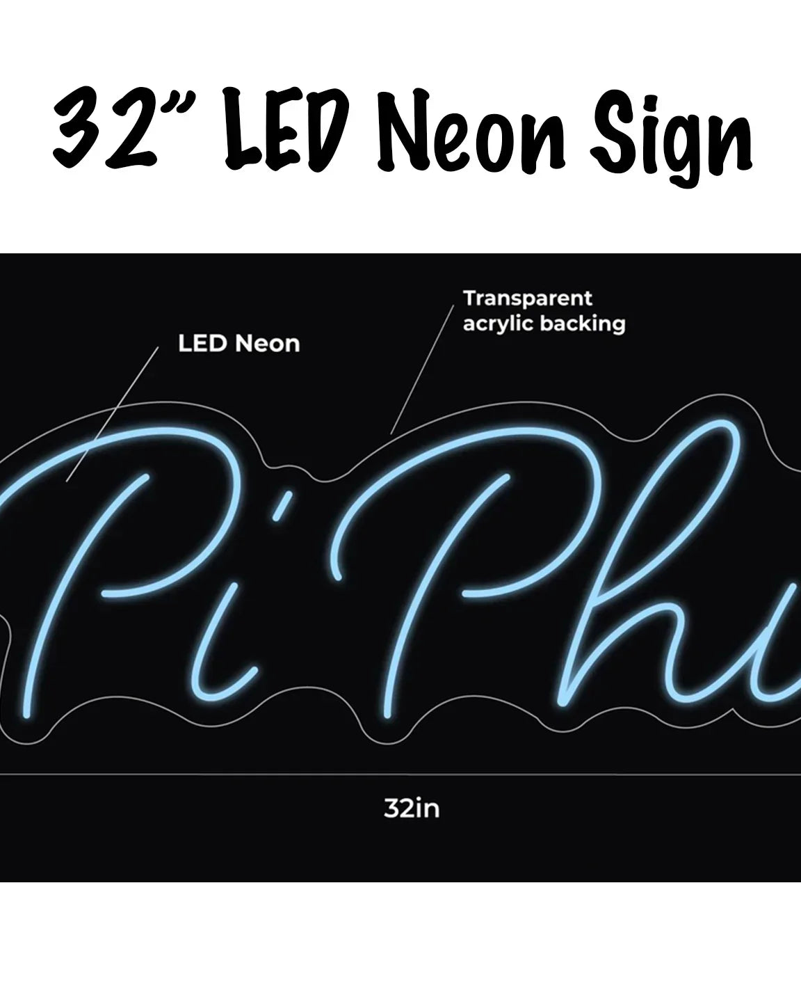 Pi Phi LED Neon Script Sign w/ Dimmer Neon Signs