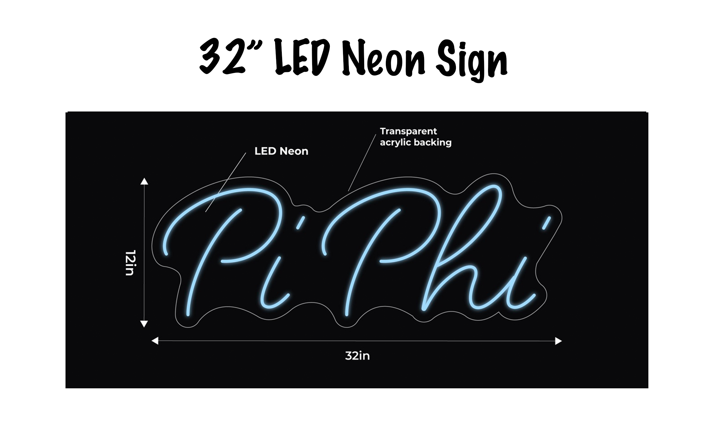 Pi Phi LED Neon Script Sign w/ Dimmer Neon Signs
