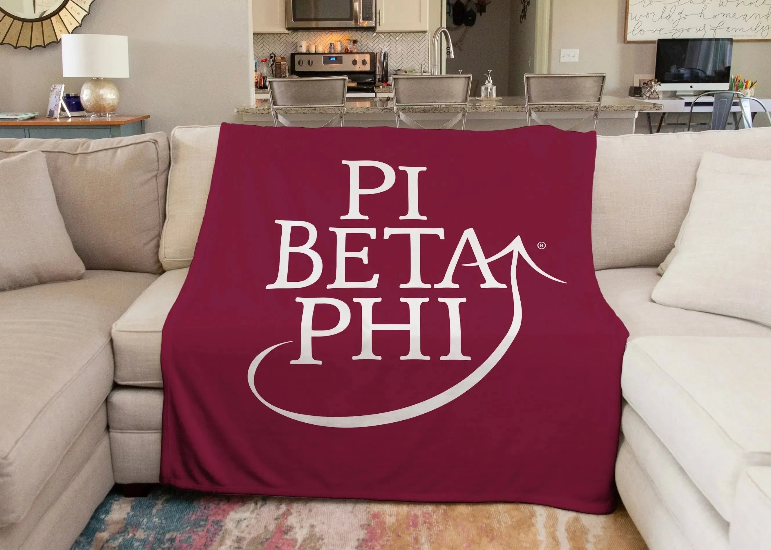 Pi Beta Phi XL 60x80 Traditional Sherpa Blanket - Wine Throw Blankets