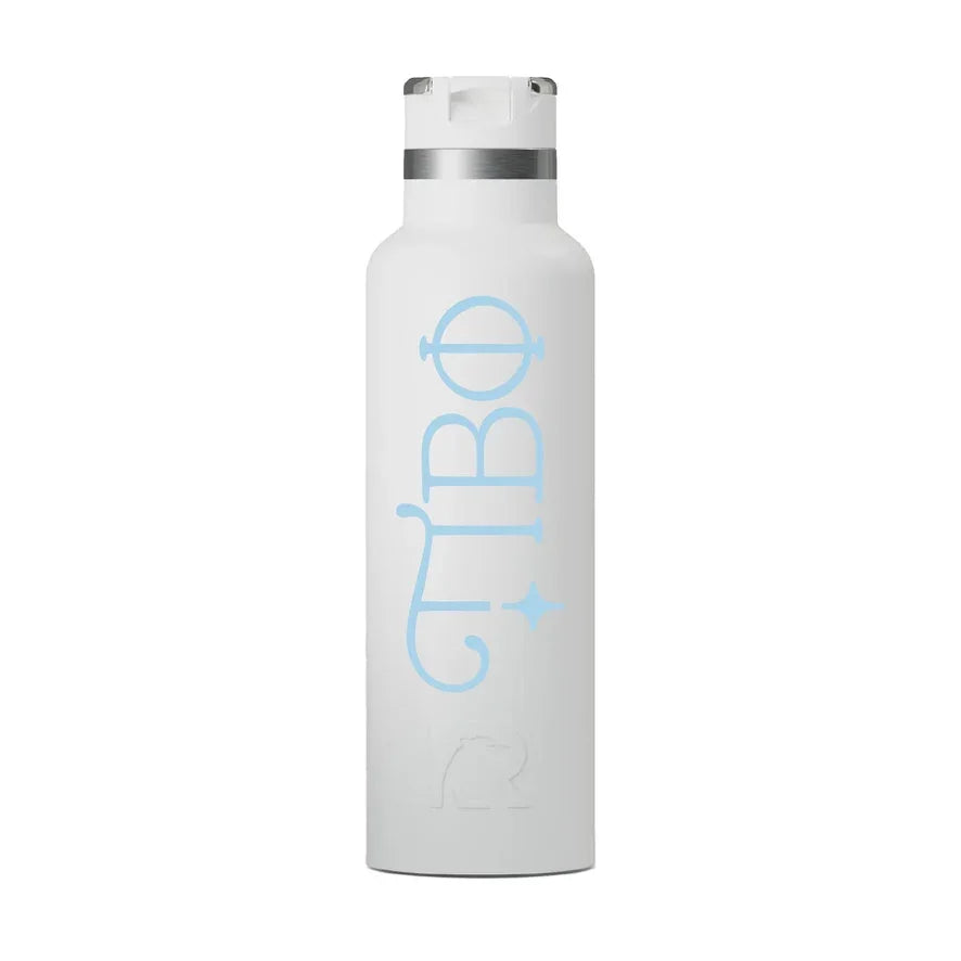 Pi Beta Phi RTIC 20 oz Ceramic Lined Water Bottle Tumbler UV Print Blue Silver