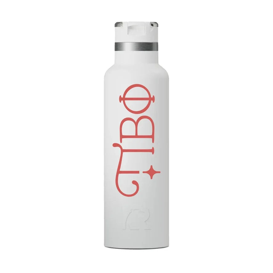 Pi Beta Phi RTIC 20 oz Ceramic Lined Water Bottle Tumbler UV Print Coral