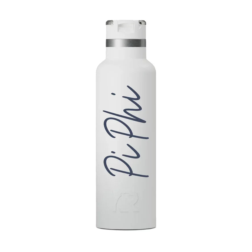 Pi Phi RTIC 20 oz Ceramic Lined Water Bottle Tumbler UV Print Black