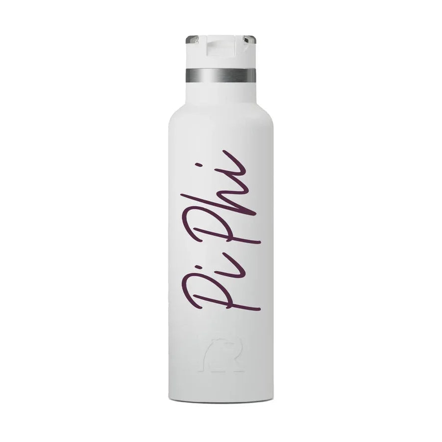 Pi Phi RTIC 20 oz Ceramic Lined Water Bottle Tumbler UV Print Dark Berry