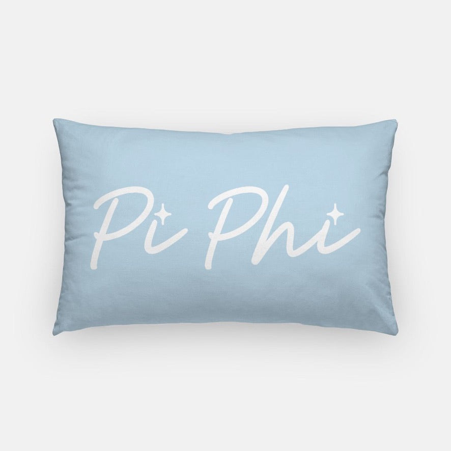 Pi Phi Script Lumbar Throw Pillow | Pi Beta Phi Big & Little Gifts