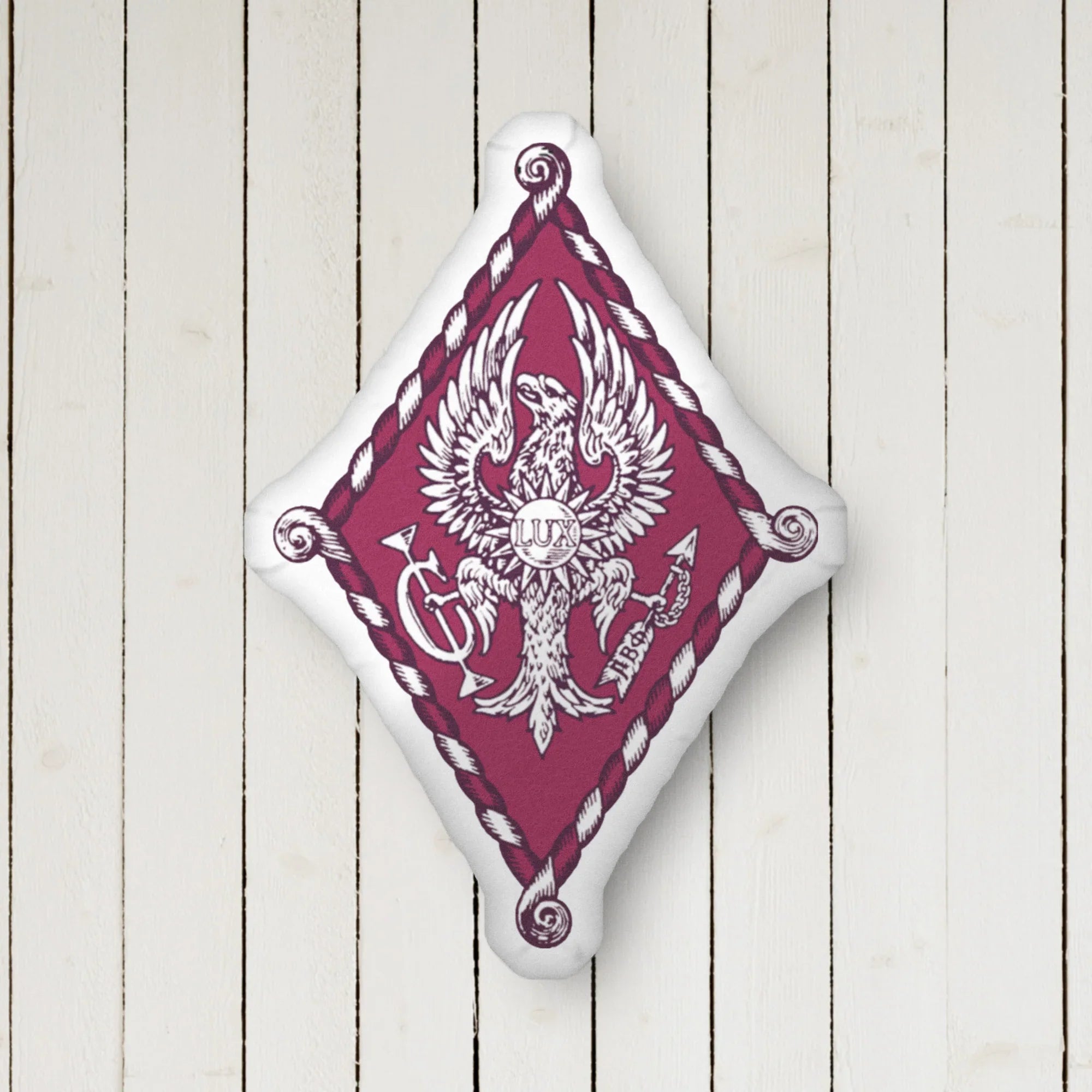 Product mockupProdPi Beta Phi Crest Custom-shaped Throw Pillow