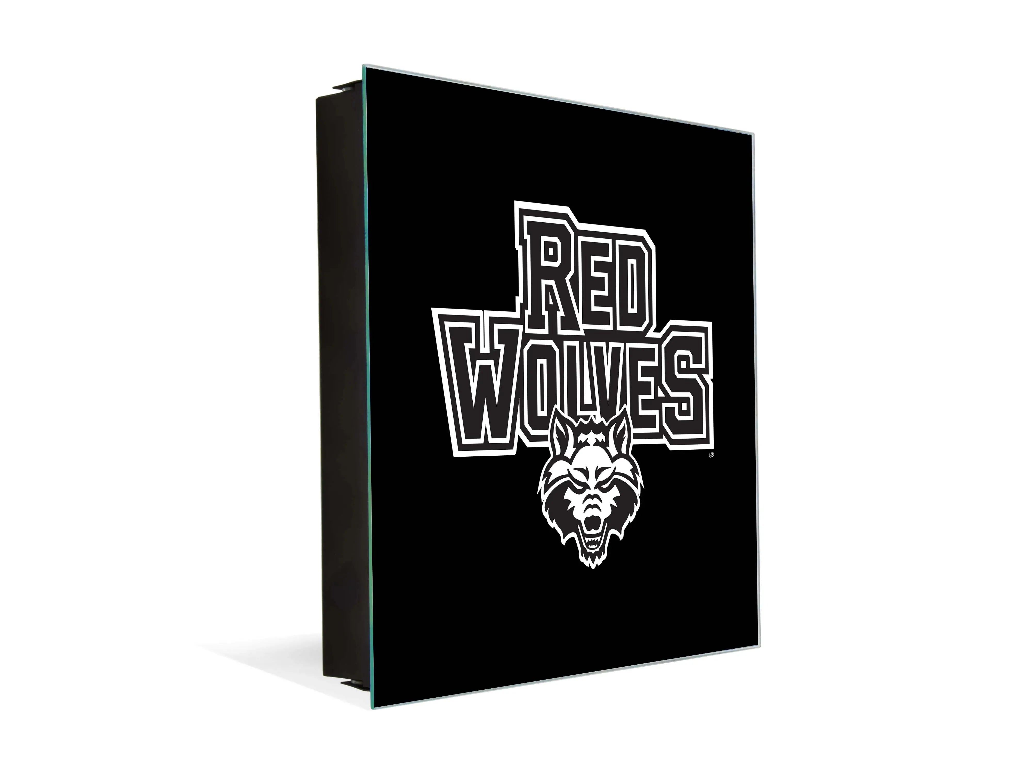 3-in-1 Arkansas State University Magnetic Dry-Erase Key Box / Key Cabinet - Red Wolves Black and White Key Box