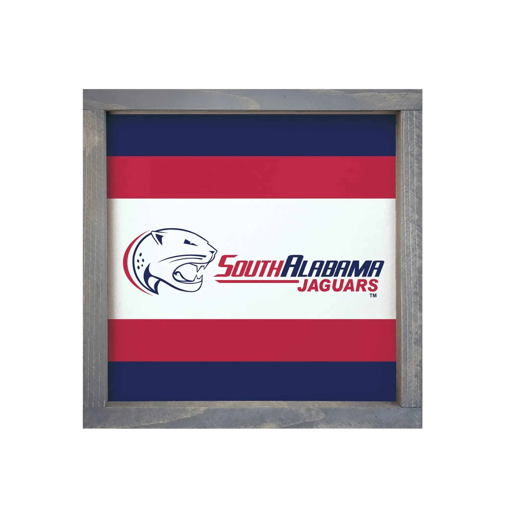 University of South Alabama 12x12 Wood Framed Sign - Traditional Stripes Wall Art & Signs