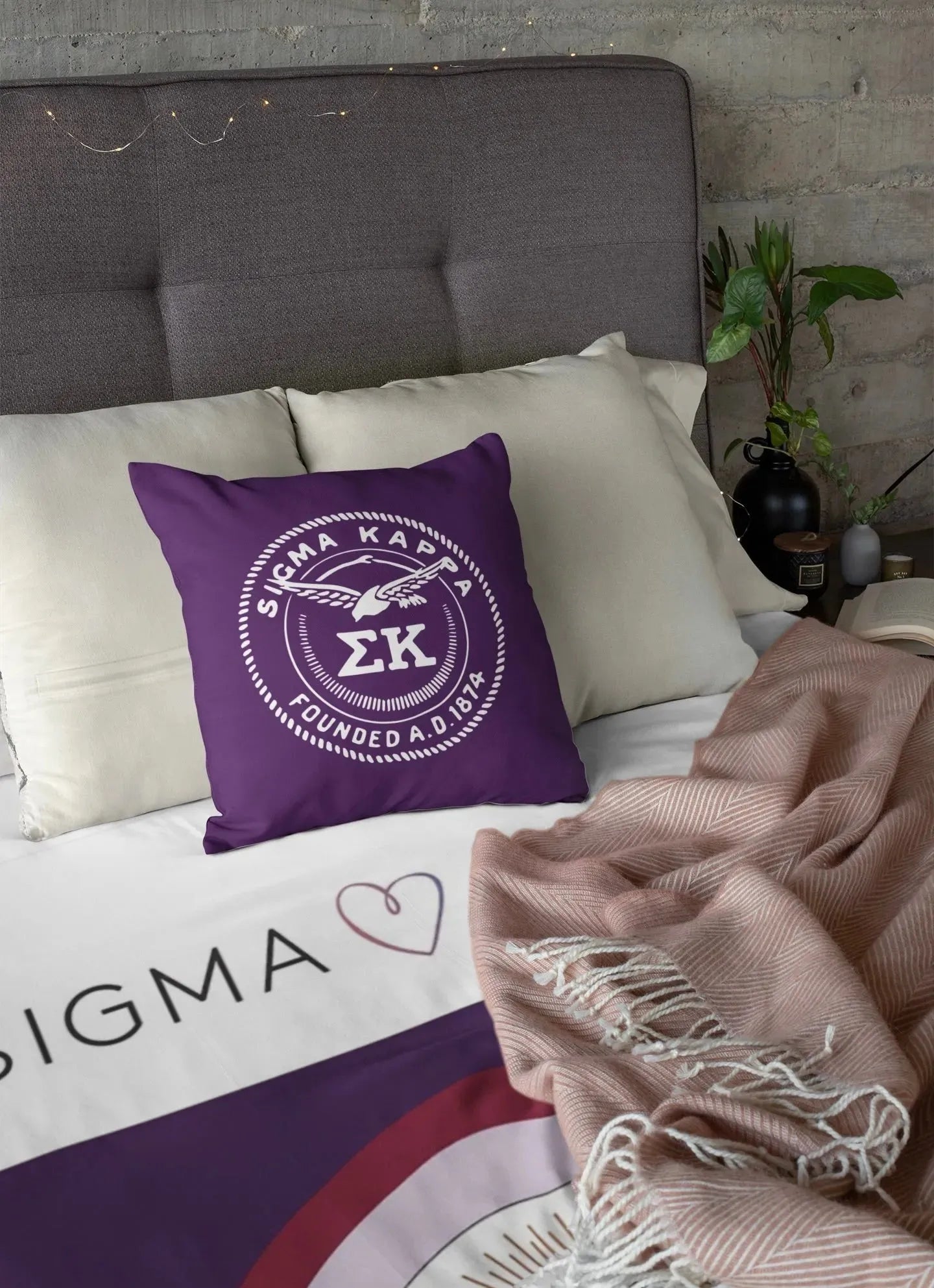 Sigma Kappa 18" Throw Pillow Cover - Purple Seal Pillow Covers