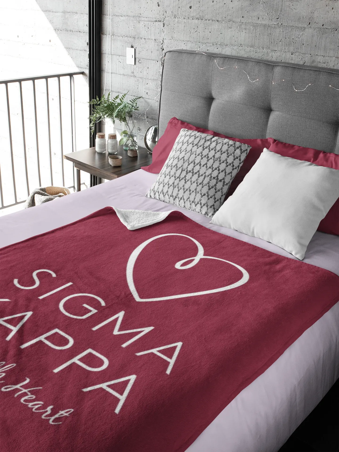 Sigma Kappa XL 60x80 Sherpa Throw Blanket - Maroon Throw Blankets