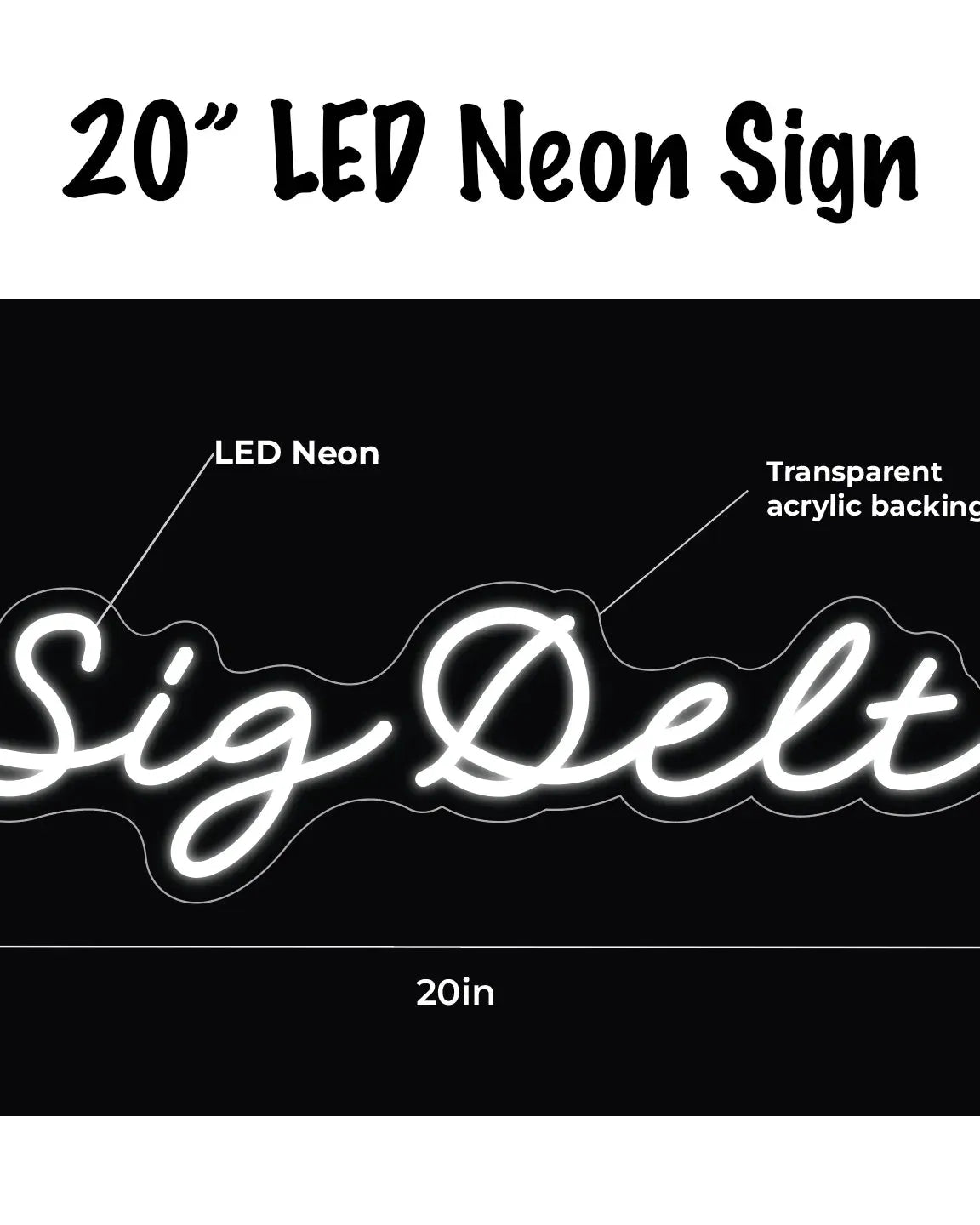 Sig Delt LED Neon Script Sign w/ Dimmer Neon Signs