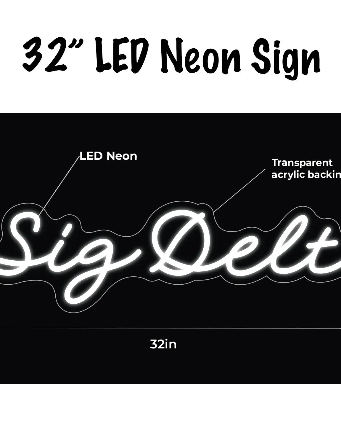 Sig Delt LED Neon Script Sign w/ Dimmer Neon Signs