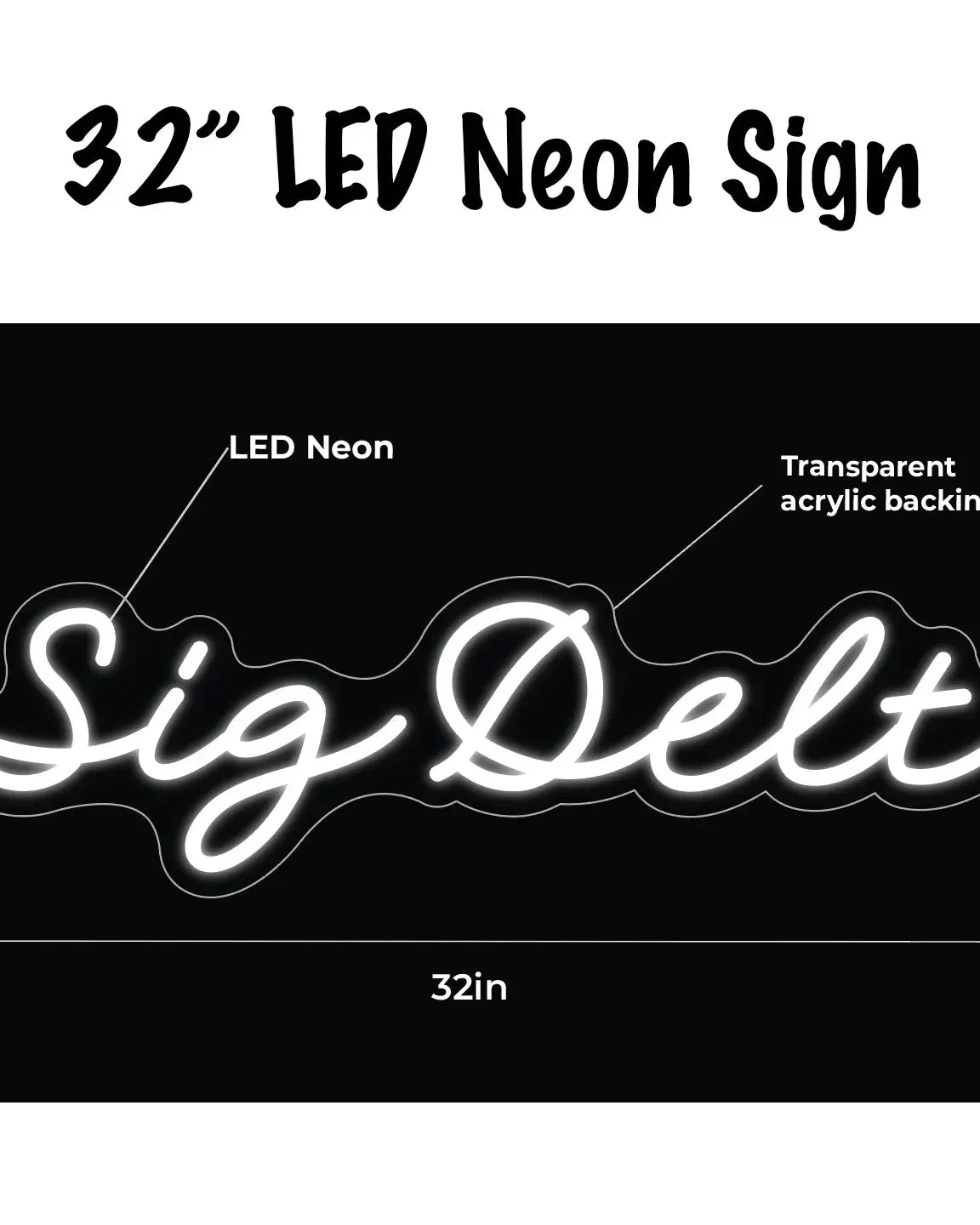 Sig Delt LED Neon Script Sign w/ Dimmer Neon Signs