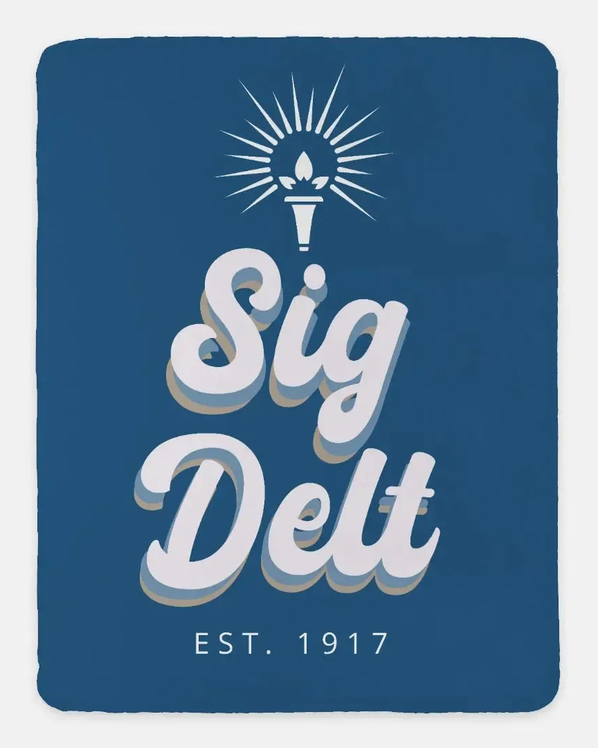Sig Delt XL 60x80 Retro Sherpa Throw Blanket Throw Blankets