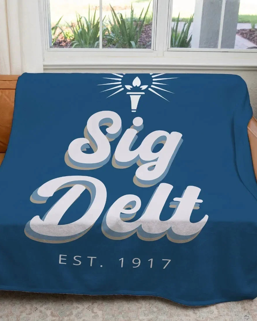 Sig Delt XL 60x80 Retro Sherpa Throw Blanket Throw Blankets