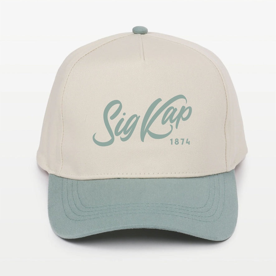 Sig Kap Embroidered Two Tone Baseball Cap Hat Script 1874 Green