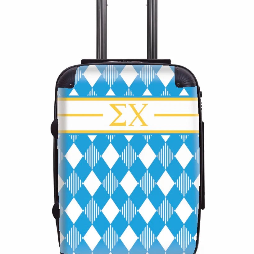 Sigma Chi Carry-On Suitcase - Argyle Blue Suitcases