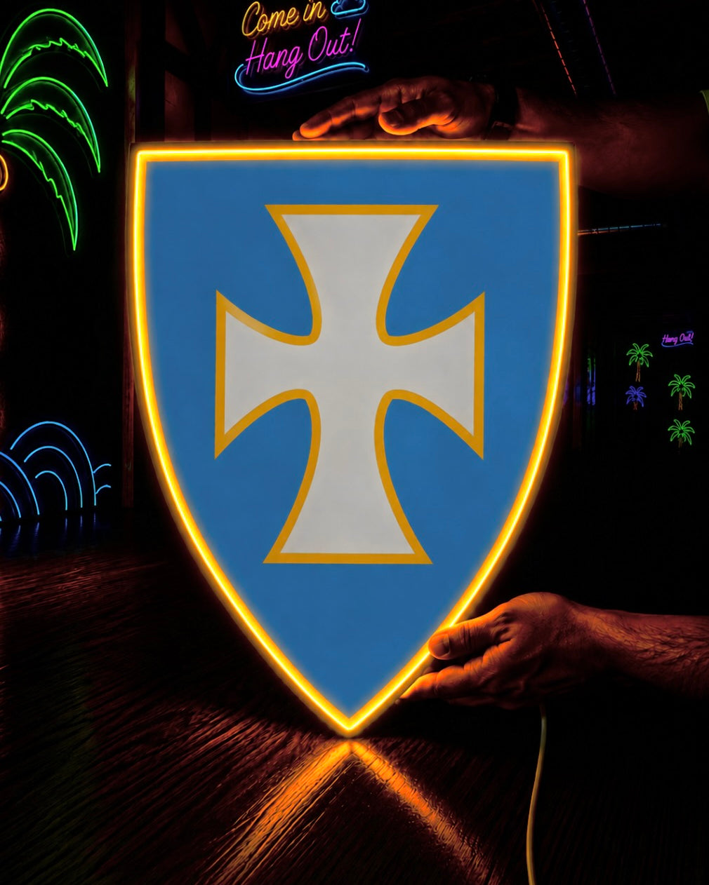 Sigma Chi Shield UV Print LED Neon Sign w/ Dimmer | Dorm Wall Art