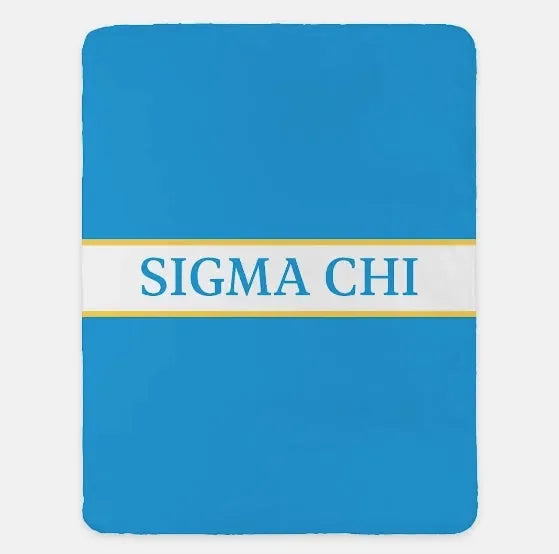 Sigma Chi XL 60x80 Blanket - Traditional Center Band Blue Gold Throw Blankets
