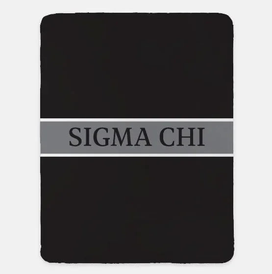 Sigma Chi XL 60x80 Blanket - Traditional Center Band Black Gray Throw Blankets