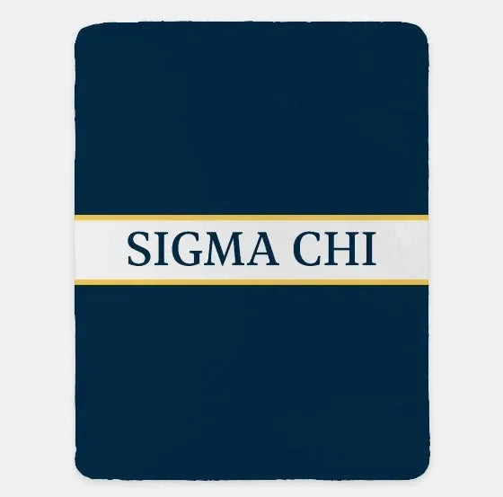 Sigma Chi XL 60x80 Blanket - Traditional Center Band Deep Blue Gold Throw Blankets