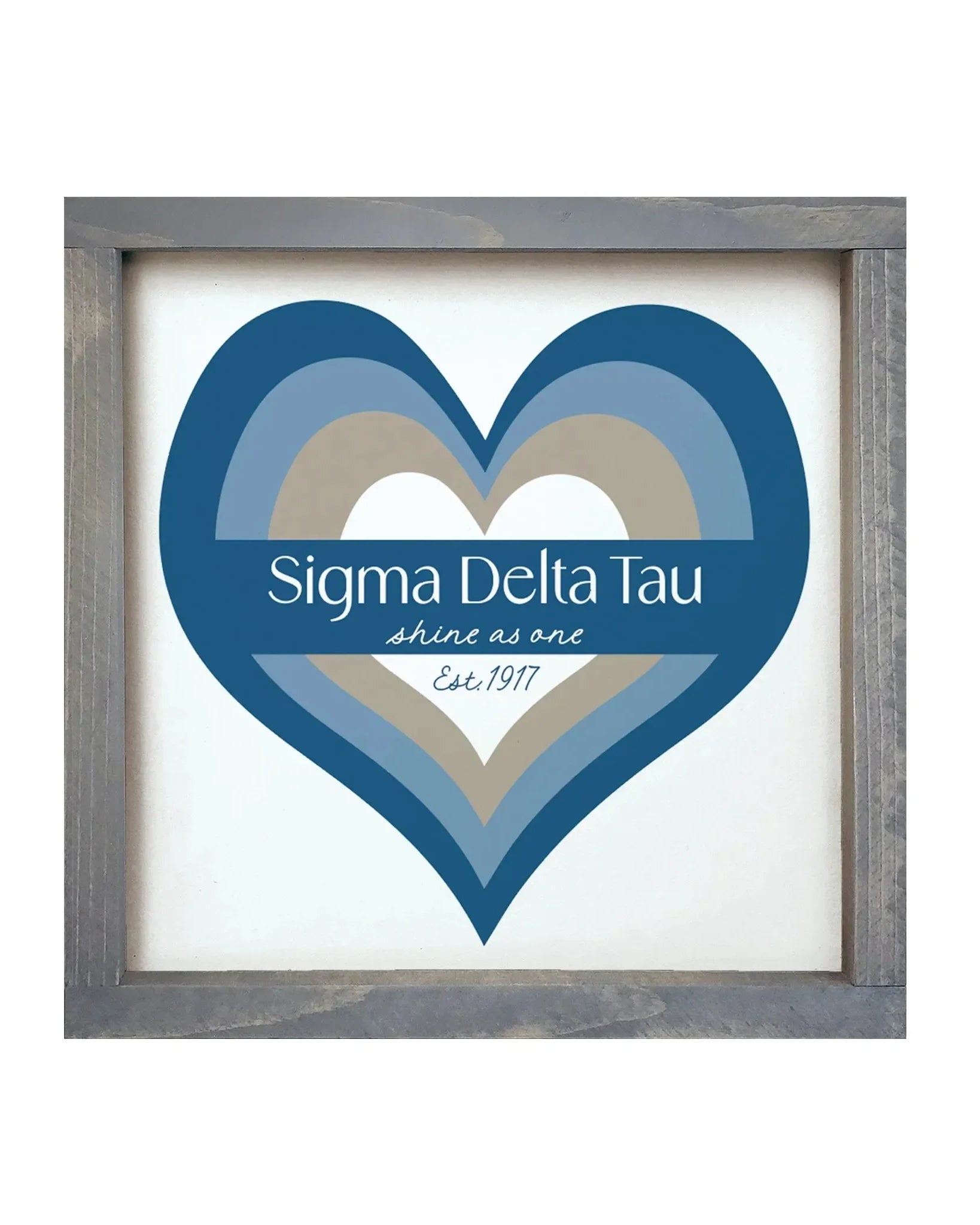 Sigma Delta Tau 12x12 Wood Framed Sign - Heart Weathered Gray Wall Art & Signs