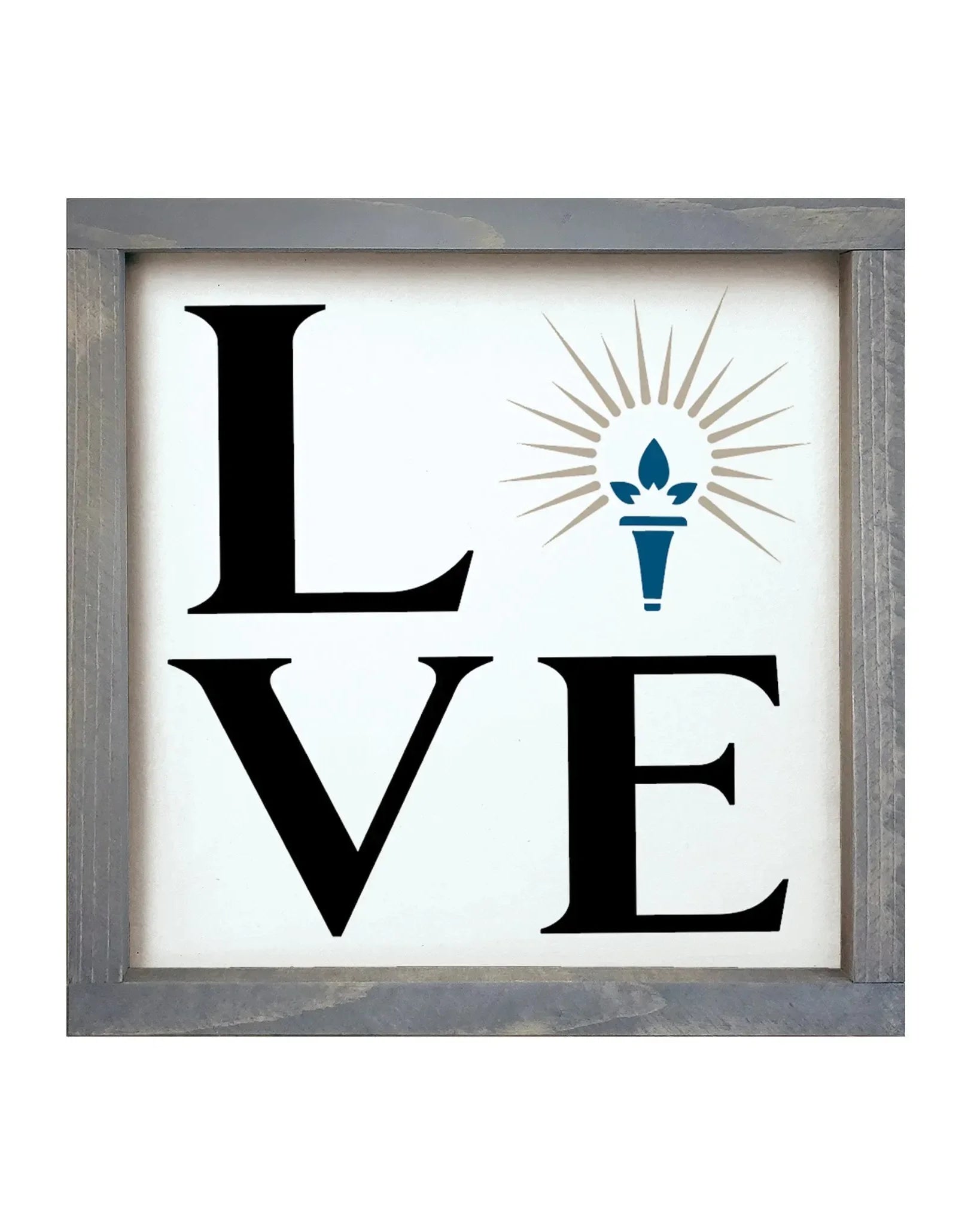 Sigma Delta Tau 12x12 Wood Framed Sign - LOVE Torch Weathered Gray Wall Art & Signs