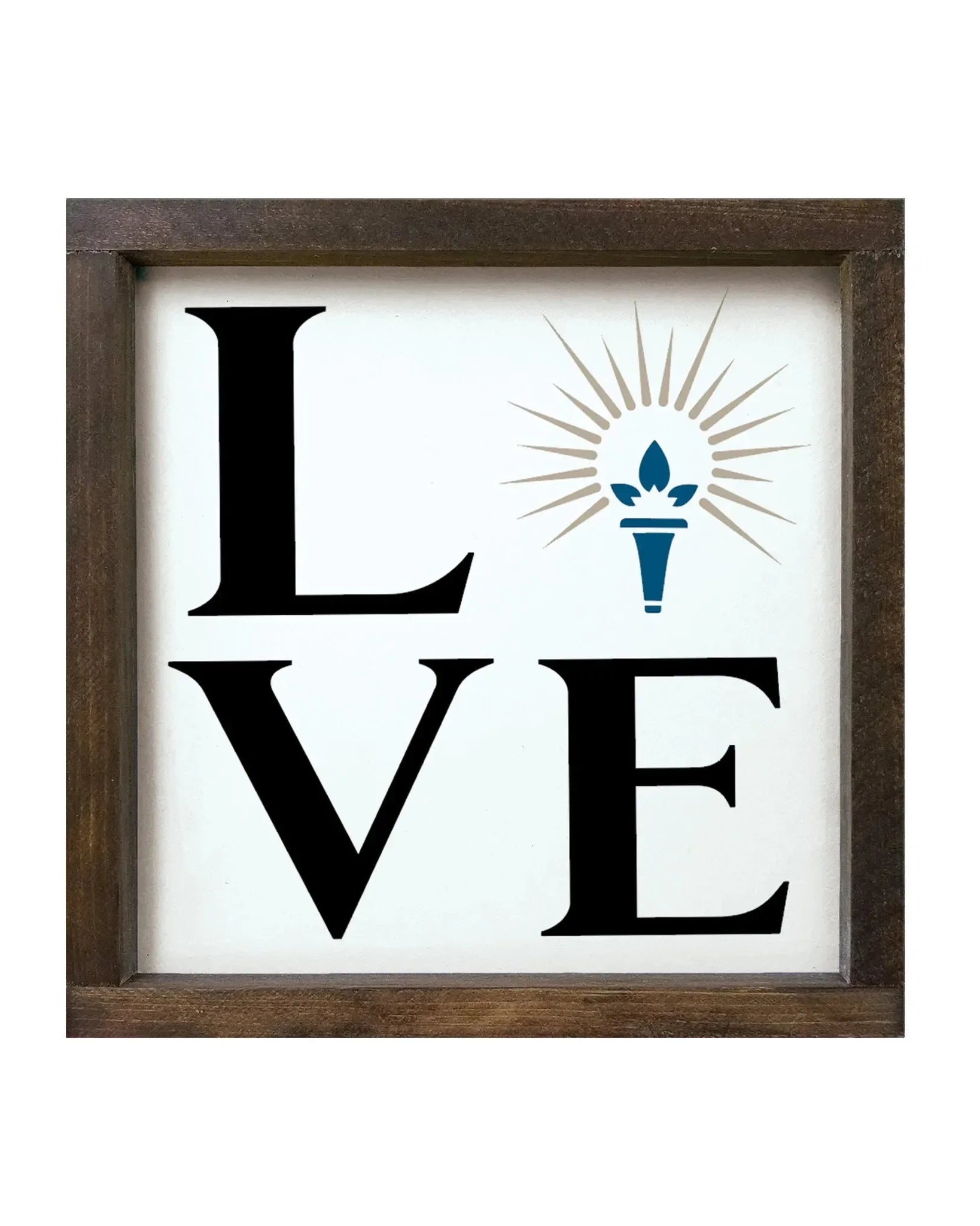 Sigma Delta Tau 12x12 Wood Framed Sign - LOVE Torch Walnut Stain Wall Art & Signs