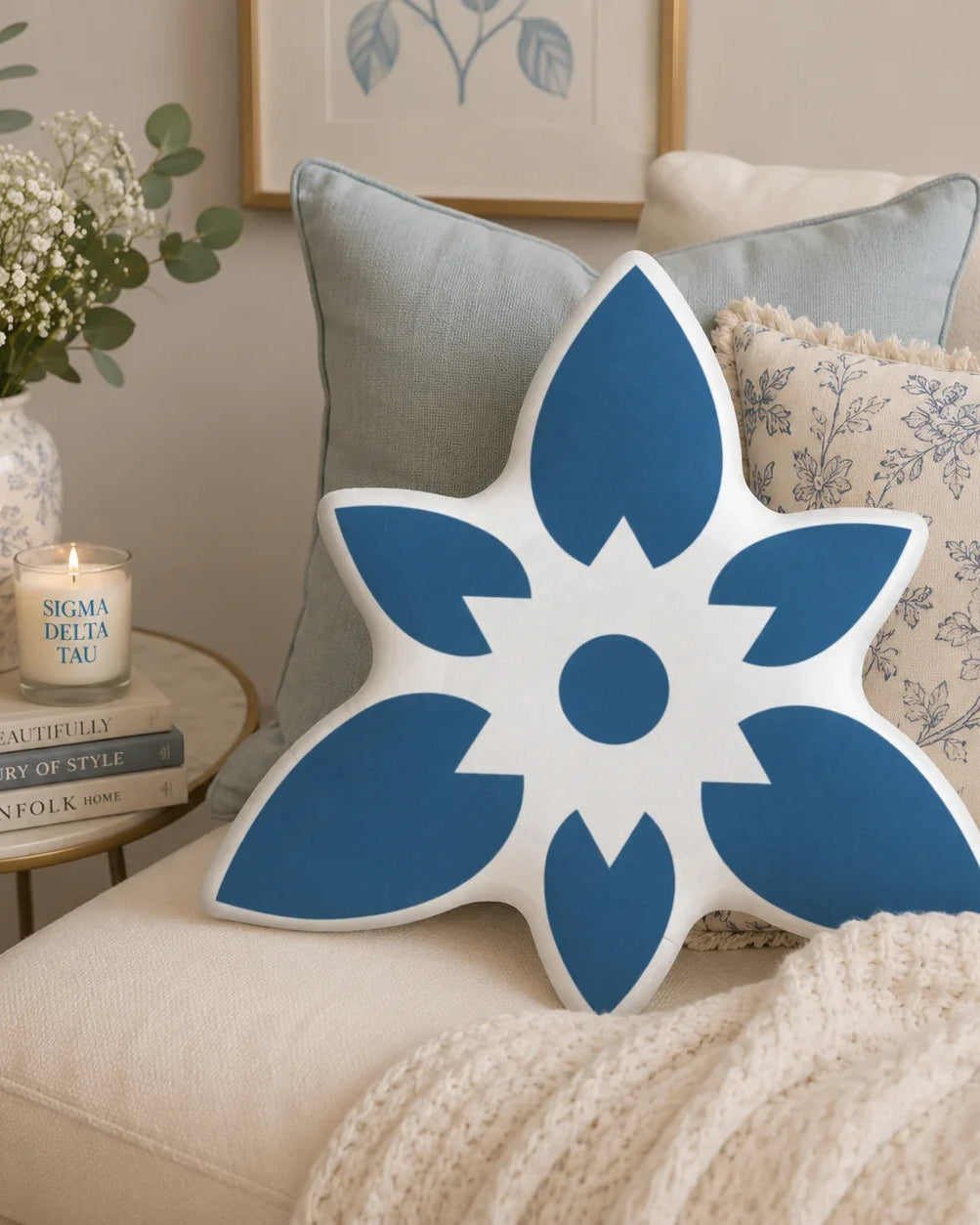 Sigma Delta Tau Droplet Custom-Shape Throw Pillow | Sig Delt Gifts