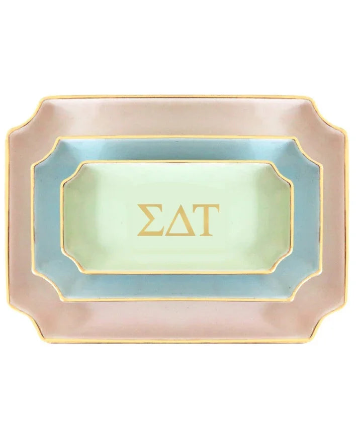 Sigma Delta Tau Gold Monogram Decorative Tray | Big Little Gifts
