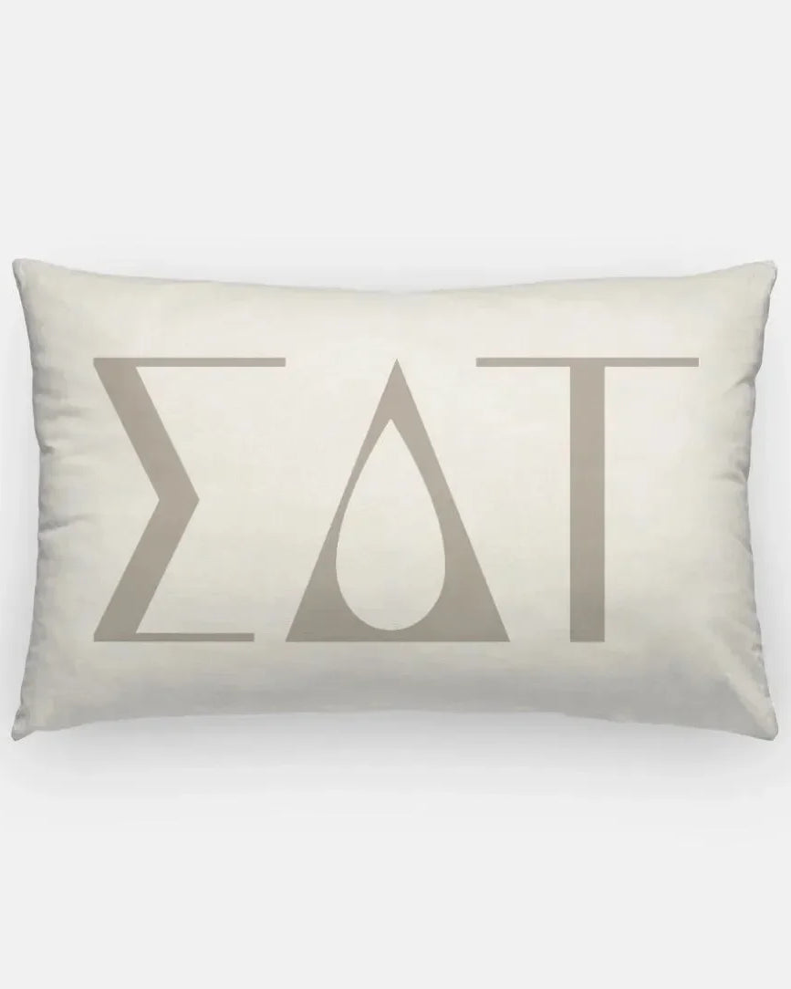Sigma Delta Tau Lumbar Pillow - Knockout Greek Letters Cream