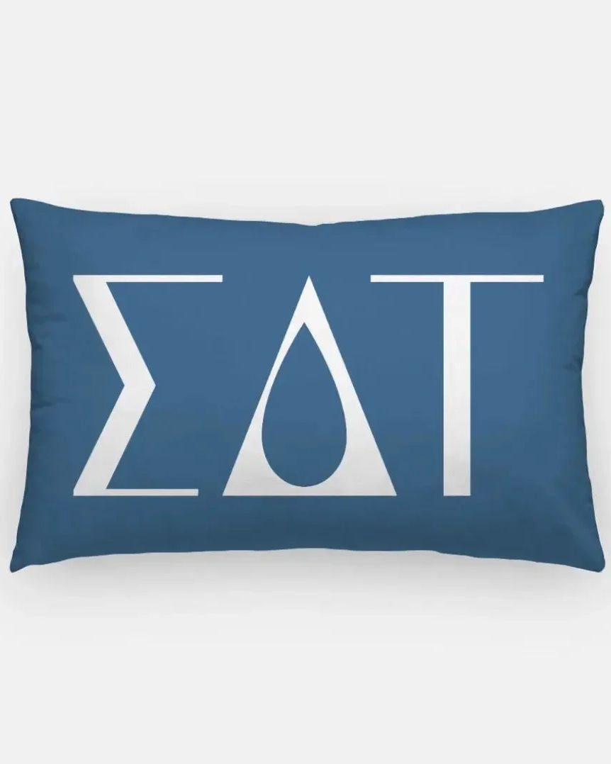 Sigma Delta Tau Lumbar Pillow - Knockout Greek Letters Old Blue