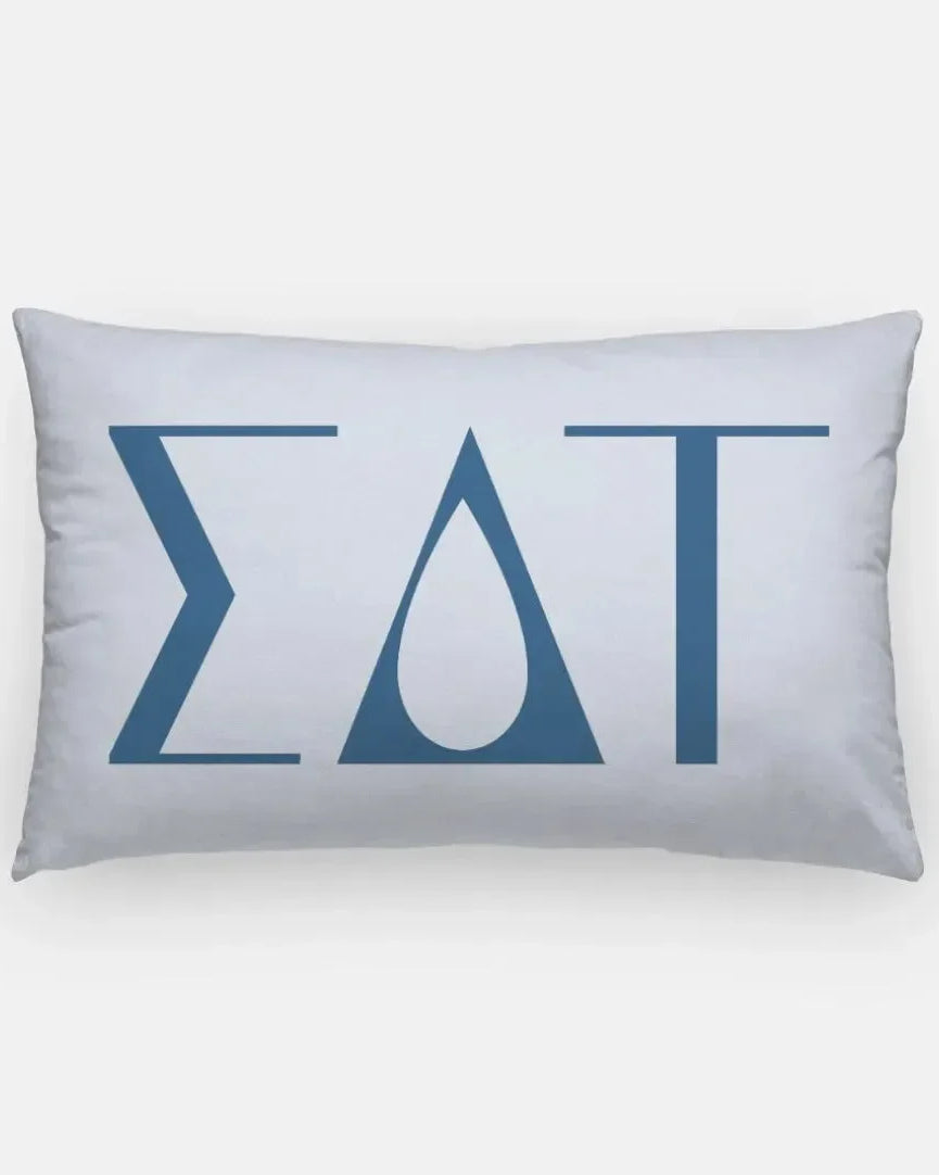 Sigma Delta Tau Lumbar Pillow - Knockout Greek Letters Powder Blue