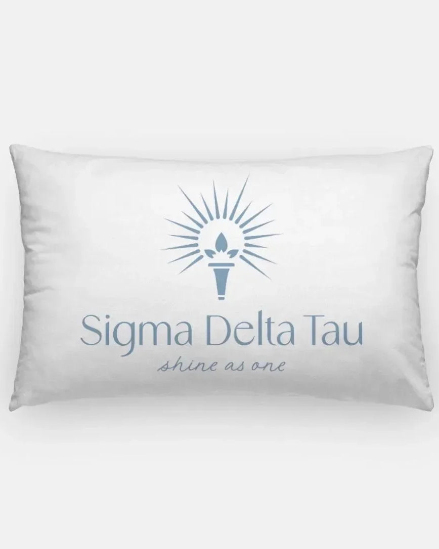 Sigma Delta Tau Lumbar Pillow White Droplet Blue