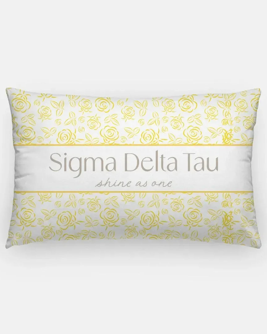 Sigma Delta Tau Lumbar Throw Pillow Cover - Rose Pattern Pillow Covers