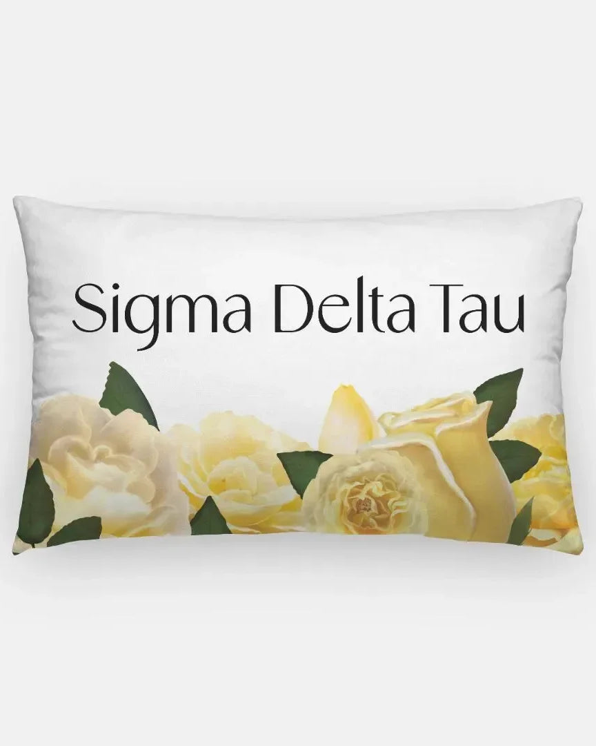 Sigma Delta Tau Lumbar Throw Pillow Cover - Yellow Roses Pillow Covers