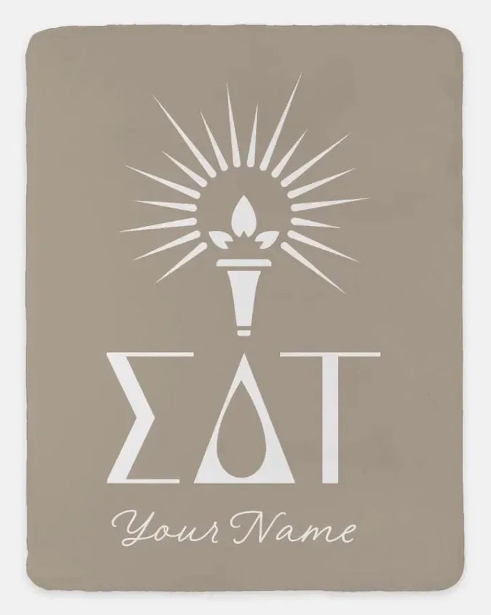 Sigma Delta Tau Personalized XL 60x80 Sherpa Throw Blanket Cafe Au Lait Throw Blankets