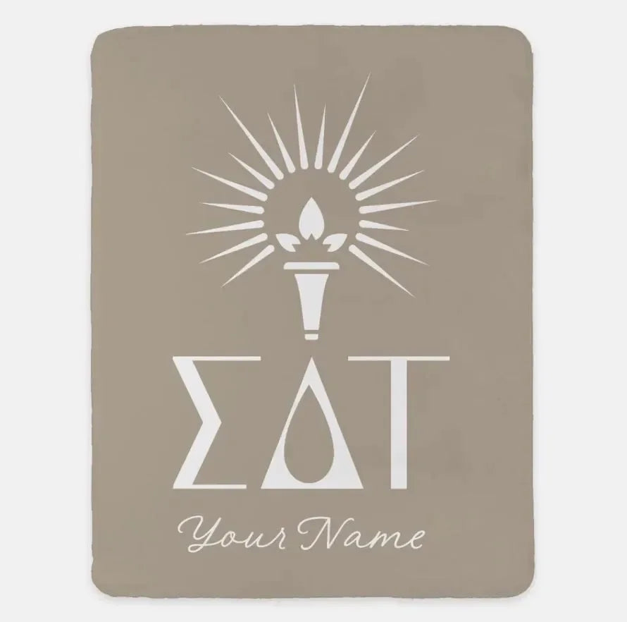 Sigma Delta Tau Personalized XL 60x80 Sherpa Throw Blanket Cafe Au Lait Throw Blankets