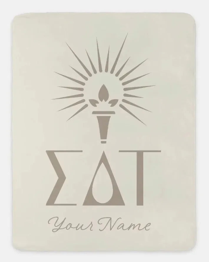 Sigma Delta Tau Personalized XL 60x80 Sherpa Throw Blanket Cream Throw Blankets